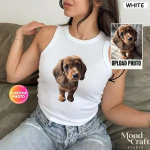 Personalised Photo Racer Tank Top, Custom Picture Graphic Shirt, Family Gift Women's Tank