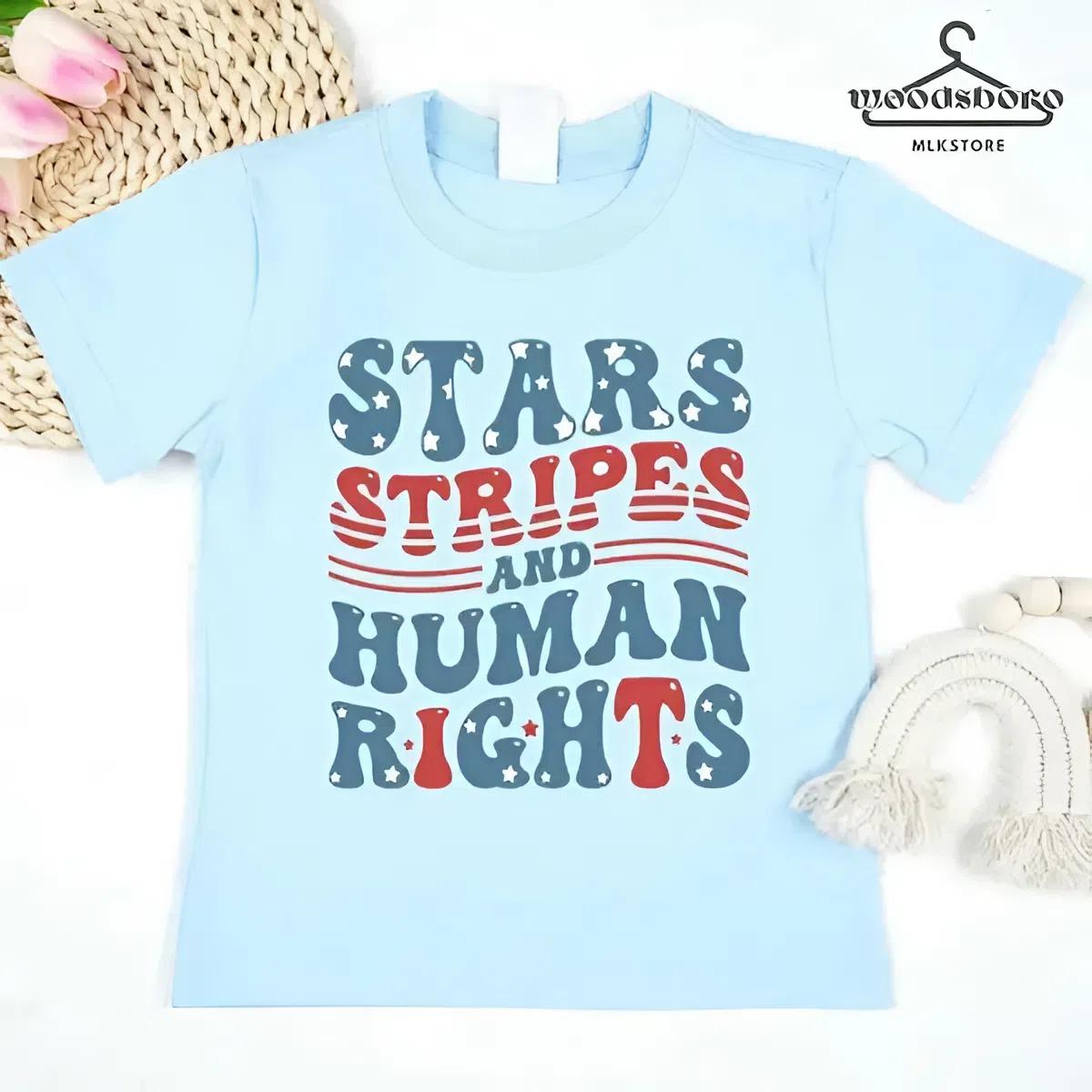 Youth and adult Stars Stripes And Human Rights T-Shirt, Retro 4th Of July T-shirt, Liberal American Shirt, Patriotic youth Gift, Independence Day, toddler youth shirt, Youth clothing, birthday gift, summer shirt, Family shirt, festival outfit
