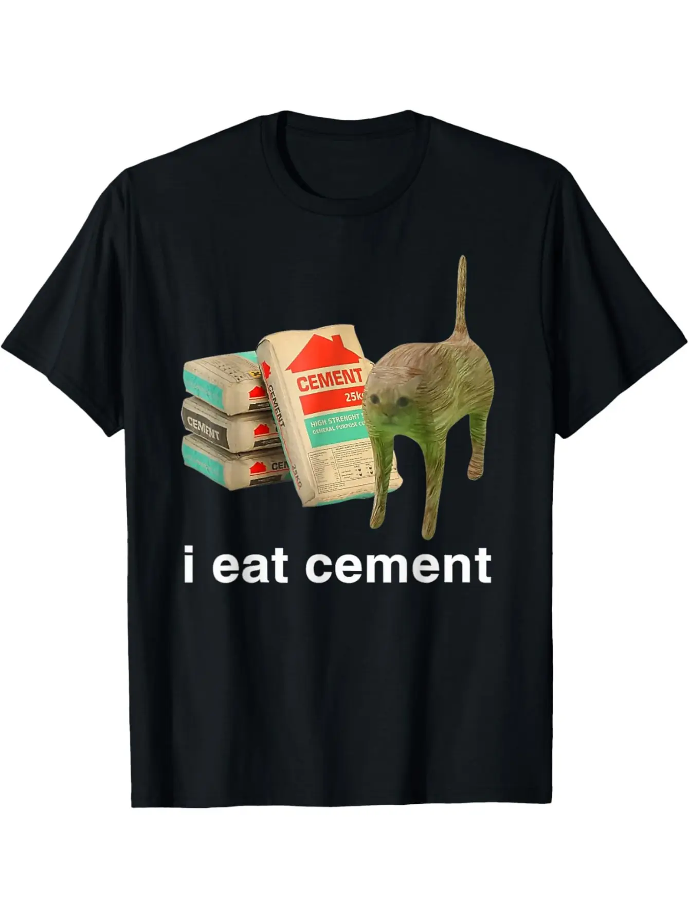 I Eat Cement Cursed Cat Funny Oddly Specific Dank Meme T-Shirt