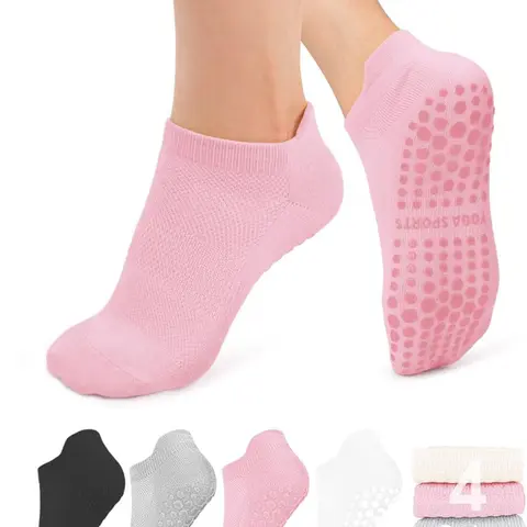 Women's Anti-Slip Grip Athletic Sports Socks, Gripsocks for Hospital Use, Barefoot Wear, Sporty Fitted Plain Design for All Seasons