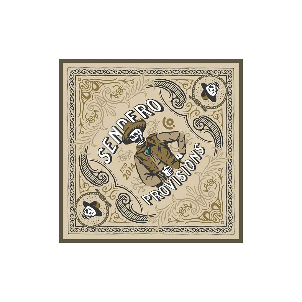 Sendero Provisions Co. El Bolo Bandana - Organic Cotton Eco-Conscious, Fashionable, Featherweight Head Scarf, Bandana-Shape, Custom Hem, Decorated, Draping Fashion Accessory, Decorated Head Scarves, Draping Head Scarves