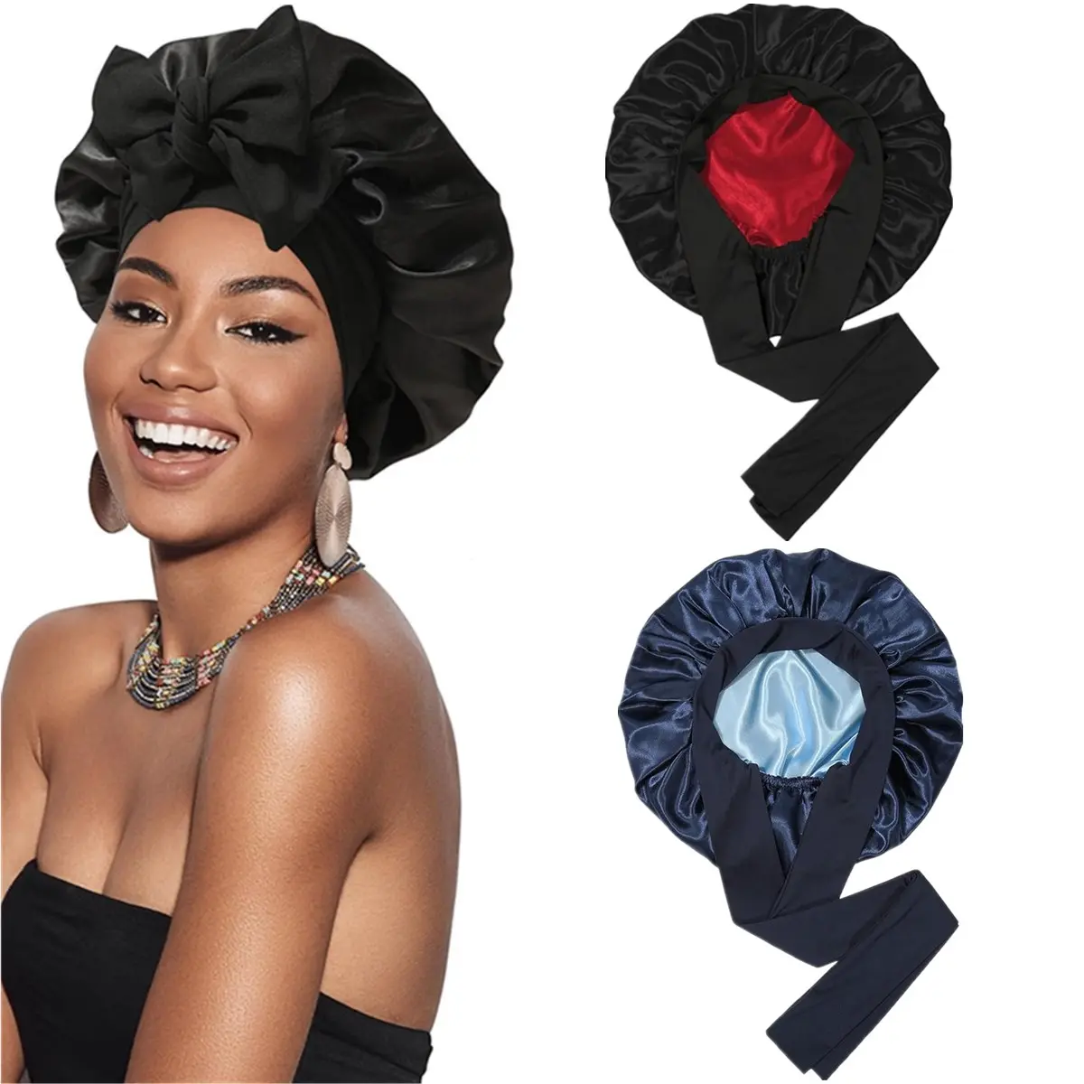 2PCS(1PC Black+red & 1PC Navy Blue + Light Blue)