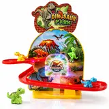 Dinosaur Track Set for Kids, Dinosaur Race Track Toy with Lights & Music, Dino Sliding Track Playset with Dinosaur Figures, Toddler Toy Gift for Boys Girls