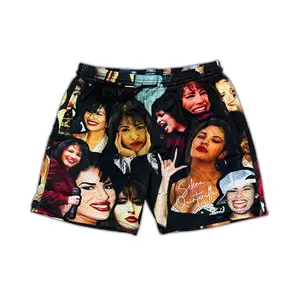 "Selena" Shorts for Men – Latin Icon Mesh Shorts, Vintage Music Streetwear, Summer Casual Festival Outfit