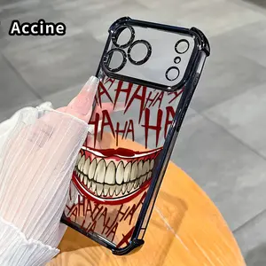 Four-corner Thickened Mobile Phone Case for iPhone 17 Pro Max 16 15 Plus Air 14 13 12 11 E Manic Laughter Grin border Electroplating with counter-fall Safety Cushion