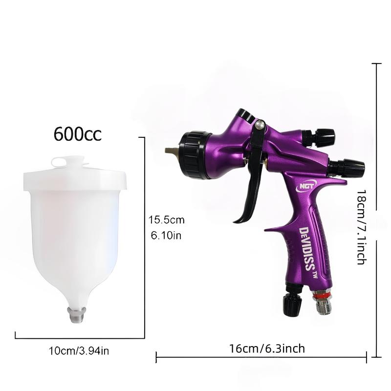 DeVidiss Hvlp Ngt Pro Te20 Lite Spray Gun Kit, Professional 1.3mm Nozzle, Car Paint Application, Comfortable for All Car Paints