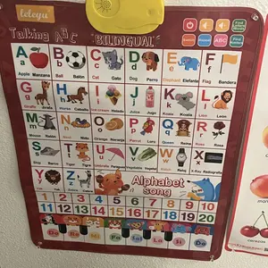 Product Review of Bilingual Talking Wall Chart for Kids – English & Spanish Learning Poster with Songs, ABCs, Numbers, Animal words & Piano – Interactive Educational Toy for Toddlers 1-6 – No Screen, Battery Powered classroom use Alphabet Preschool from c**🧿
