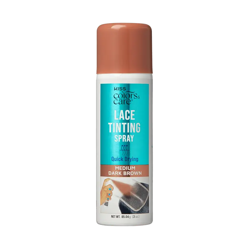 Kiss Colors & Care Lace Tinting Spray | Lace Front Wig Spray, Quick Drying, Transfer Proof, Medium Dark Brown, Hair Care