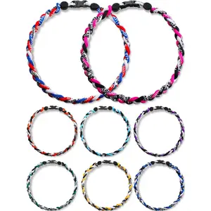 Baseball Necklaces Bulk, 3 Assorted Colors Braided Rope Tornado Baseball Necklace for Sports Team