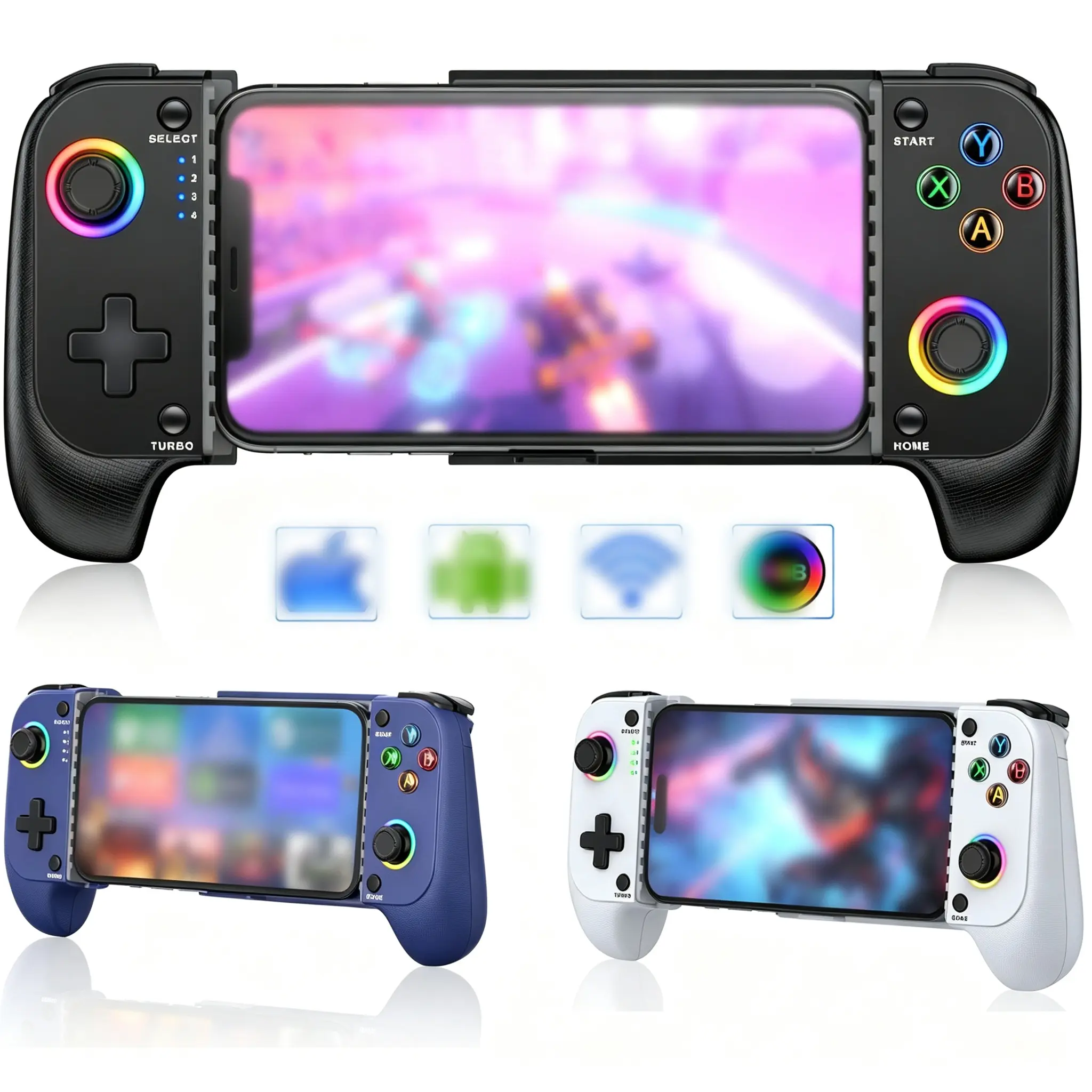Larstylee Handheld Wireless Video Game Thumb Controller for iPhone&Android - Plastic Light Hall Joystick, Turbo Lights, Steam Link Support, 600mAh Rechargeable Battery, Phone Case Compatible, Up to 15h Gaming Time, Manufacturer Warranty, Gaming Stuff