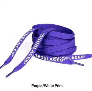 Purple With White print off-white style printed shoelaces Replacement diy accessory