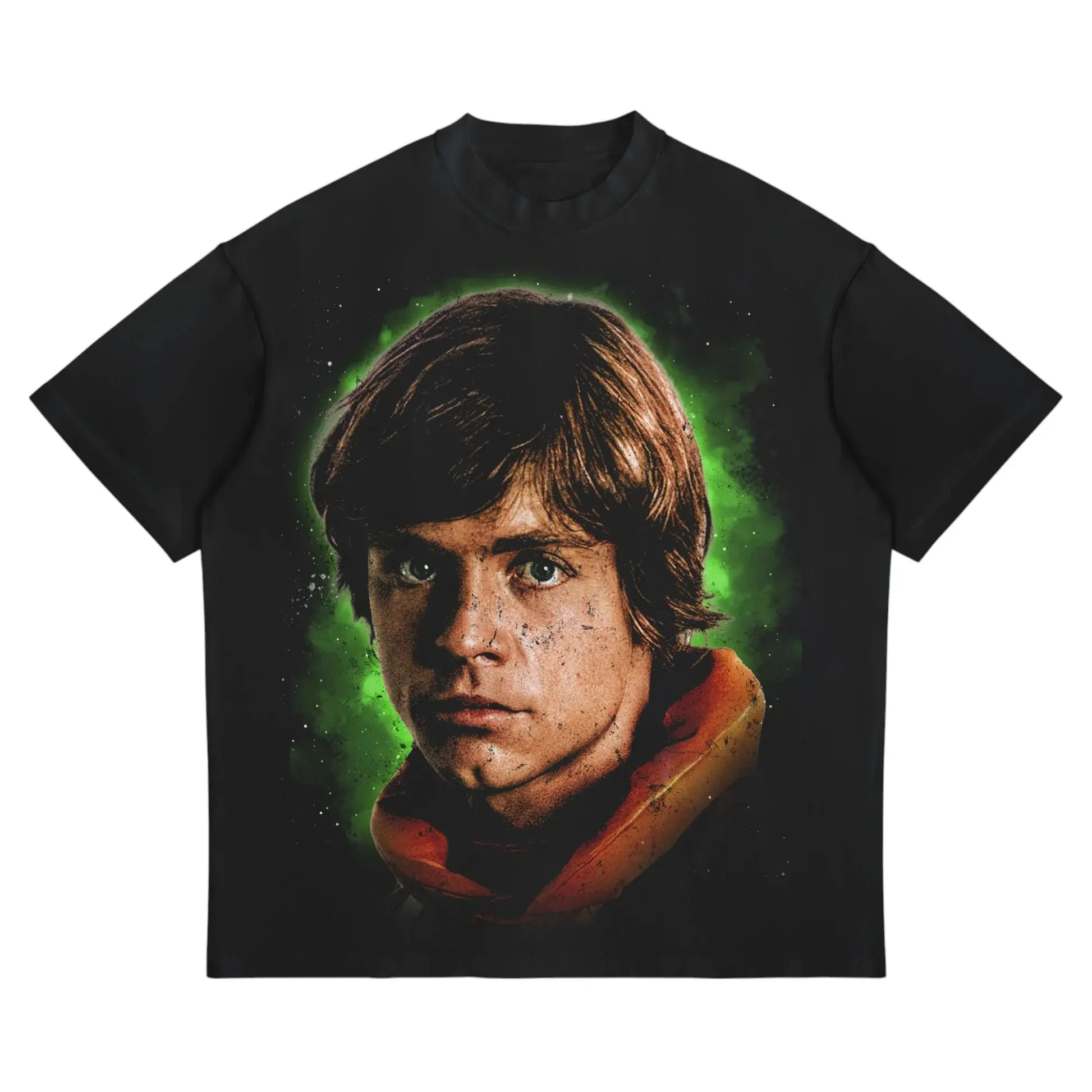 Luke Skywalker Green Aura T-Shirt - Vintage Pilot Portrait Space Knight Minimalist Graphic Fan Tee