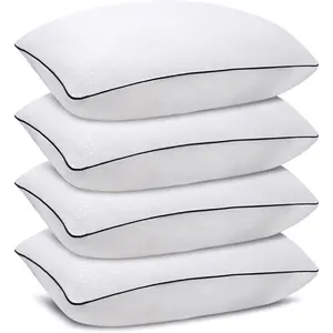 Standard Size Bed Pillows for Sleeping 4 Pack,Luxury Hotel Pillows,Comfortable and Supportive,Machine Washable,Suitable for Stomach,Back and Side Sleepers.