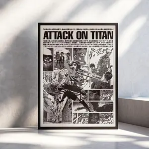 Attack on Titan Poster, Eren Yeager Manga Wall Art, Shingeki no Kyojin Print, Japanese Anime Survey Corps Decor Gift ( Unframed - Print Only )