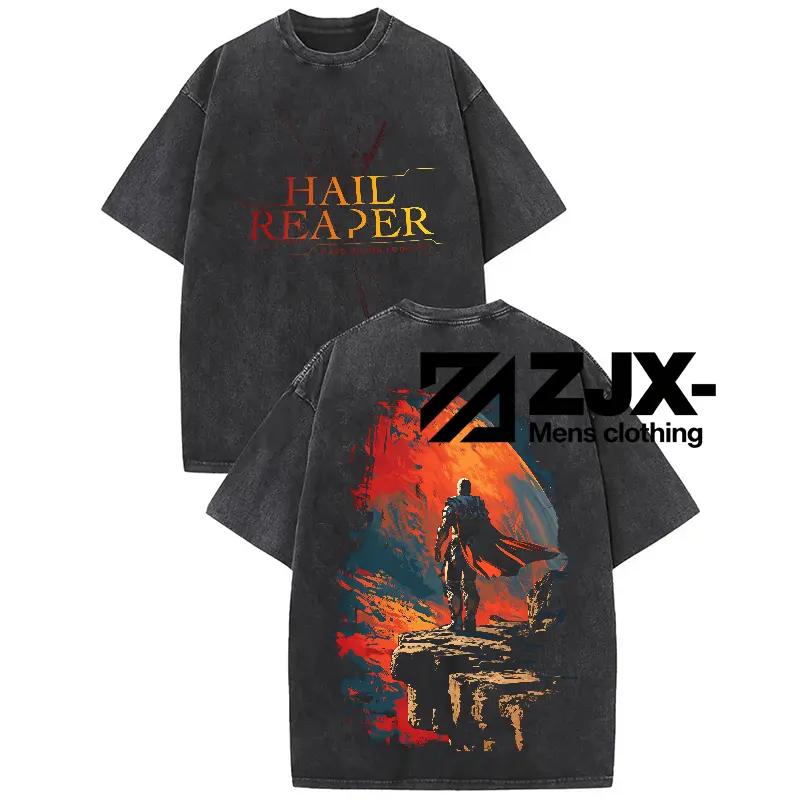 Hail Reaper Red Rising Podcast Vintage Washed Oversized Graphic T-Shirt Red Rising Hail Reaper Warrior Sunset Retro Washed Streetwear T-Shirt