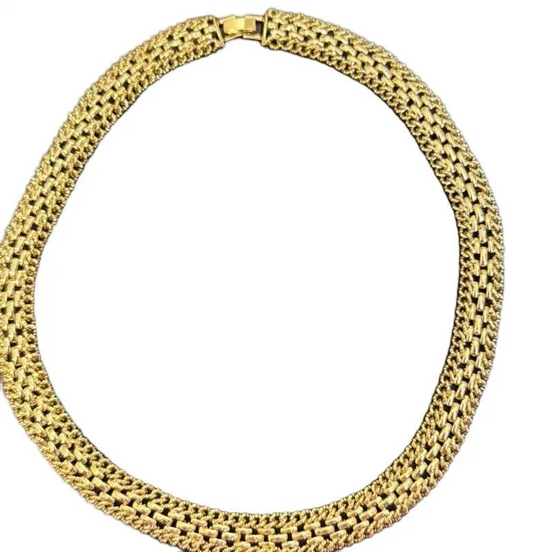 Monet 14K Gold Filled Vintage 60s Signed GoldTone Wide 9mm Collar Choker Necklace 18 Inch Classic Style Jewelry