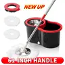 Durable Rotatable Spin Mop and Bucket Set with Wringer - 360° Rotating System, 3 Absorbent Microfiber-Cotton Refill Heads, 61-inch Handle, Anti-Fouling Box, Deep Cleaning House Supplies for Hard Floors, Home Goods