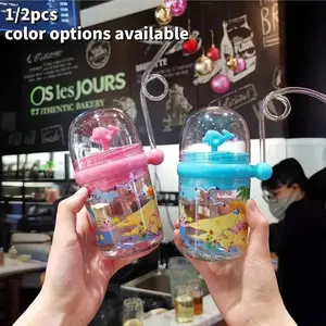 Cartoon Whale Cup Sprayable with Straw Design Cute Dolphin Shape Perfect for Halloween Christmas Birthday Gift School Season Present Water Bottles Drinkware