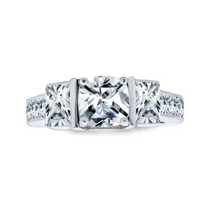 Art Deco 3CT CZ Three Stone Princess Cut Engagement Ring