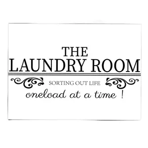 Laundry Room Wall Sticker Plastic Black Vintage Patterns Art Lettering Decal for Indoor Decoration Sorting Out Life One Load at a Time