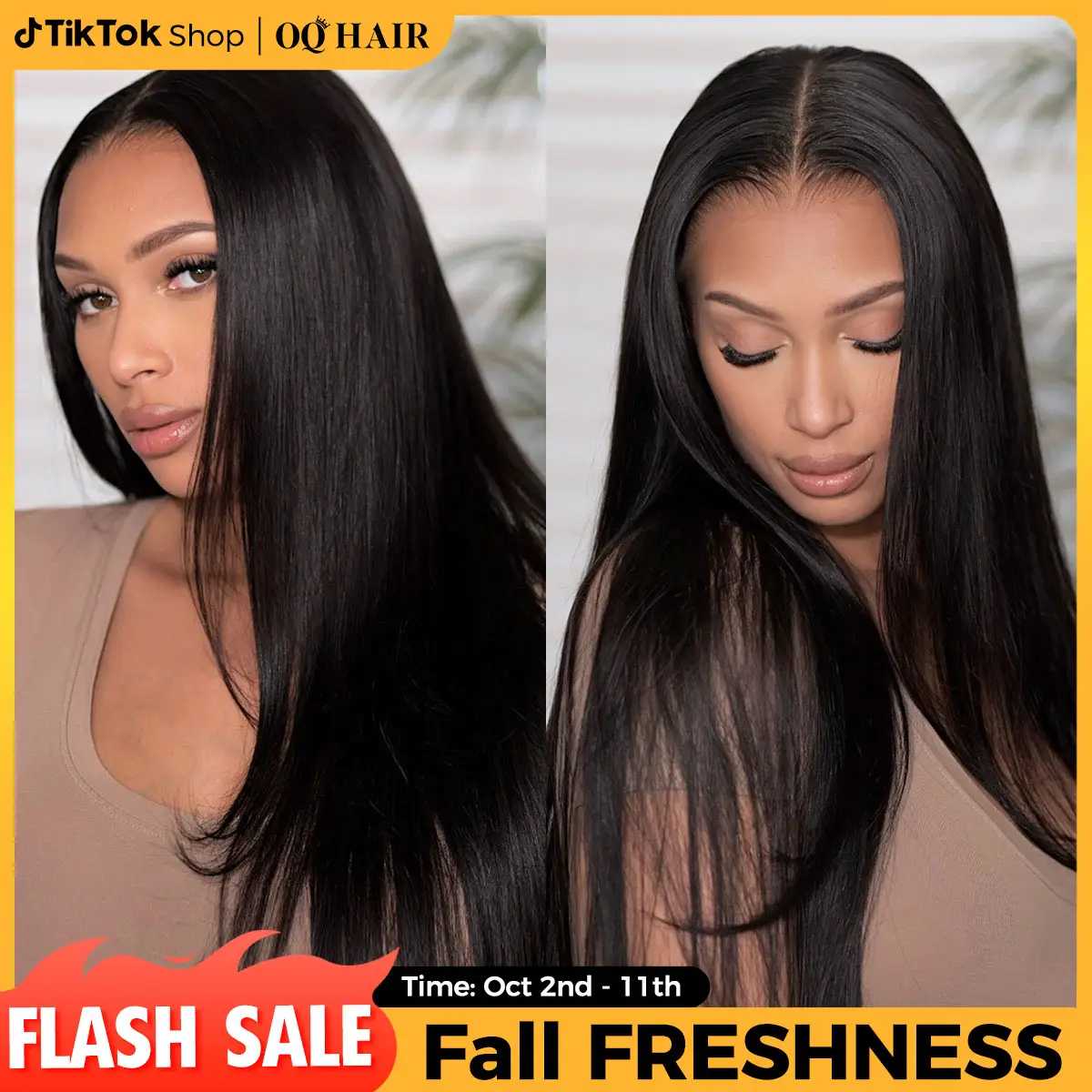 [Free Upgraded] OQ HAIR Wear And Go Glueless Wigs Pre Cut 7x5 HD Straight Lace Human Hair Wigs Pre Bleached Tiny Knots Beginner Friendly #FallFreshnes