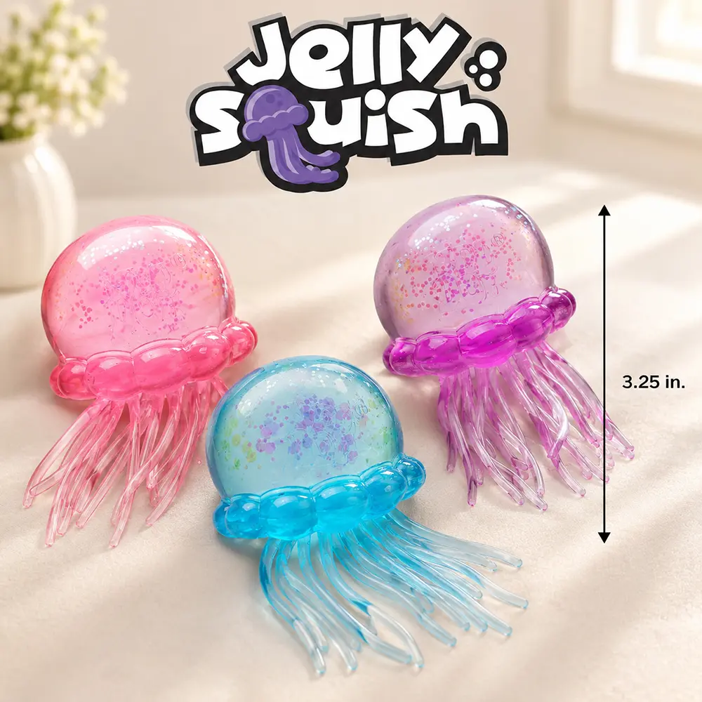 Jellyfish Squishy Toy – Soft Stretchy Jelly Squeeze Fidget Toy, Sensory Stress Relief Gift for Kids