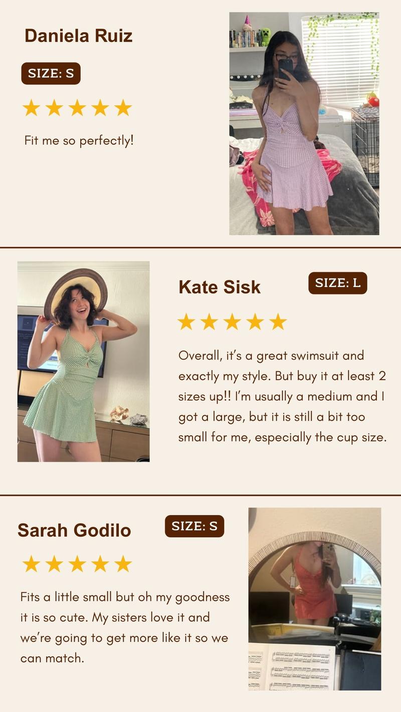 Blue Green 1930s Plaid Halter One-Piece Swimsuit Retro Halter One Piece Swim Dress for Women Gingham Print Push Up Swimsuit with Tie Back and Skirted Bottom Trendy Summer Outfit for Vacation Look and Try On Haul Retro Stage Flowy Swimdress