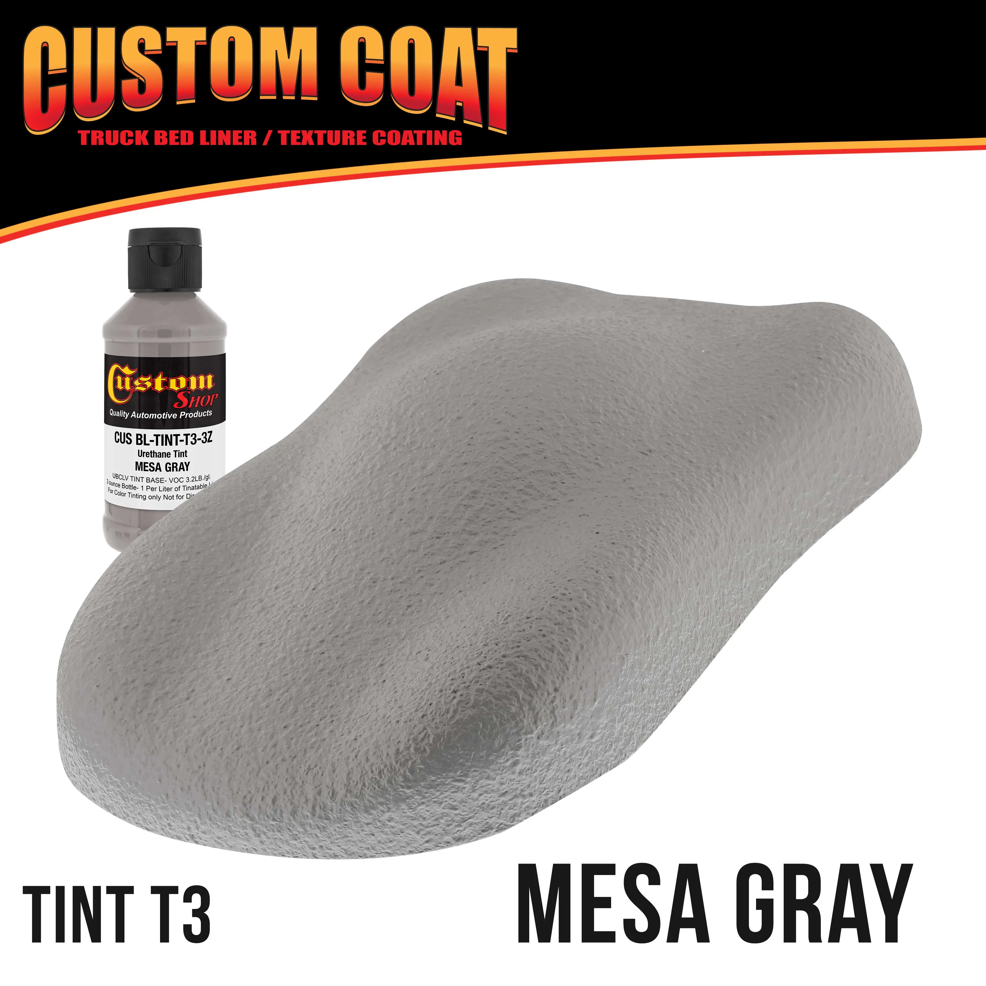 Mesa Gray 2 Gallon Urethane Roll-On, Brush-On or Spray-On Truck Bed Liner Kit with Roller and Brush Applicator Kit - Textured Protective Coating