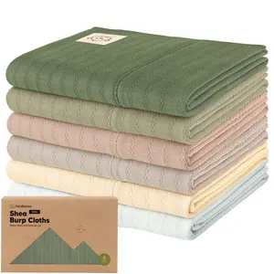 KeaBabies Organic Cotton Burp Cloths Baby Girl, Boy - 6-Pack Large Burping Clothes for Babies, Spit Up Rags, Super Soft & Absorbent Newborn Wash Towels, Gender Neutral, Non-Shrink (Stria)