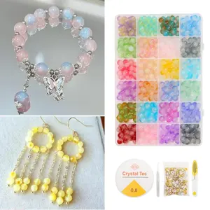 1 Set of DIY Bracelet Making Kit, 700 Pieces of 8mm Glass Beads -24 Colors, with Tools and Accessories, Suitable for Friendship Bracelets and DIY Crafting Enthusiasts
