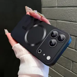 Magnetic Case for iPhone 17 Pro Max 16 15 14 13 Pro Max, Compatible with MagSafe Slim TPU Silicone Phone Case with Full Camera Lens Protector, Shockproof Anti-Scratch Protective Cover