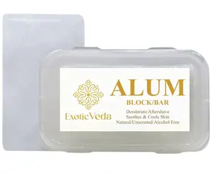 Piedra de Alumbre Alum Stone 100% Pure Alum Block – Potassium Alum Crystal Stone | Natural, Unscented Deodorant & Aftershave Soothes Razor Burn, Stops Bleeding, Non-Staining, Alcohol-Free