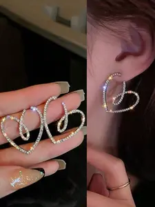Elegant Shiny Heart Shaped Hoop Earrings Set, Perfect for Birthdays & Anniversaries, Ideal Gift for Her, Stylish Accessory for Any Occasion, All Seasons