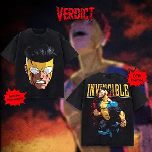[VERDICT] Invincible Viltrumite Bloodline Wash T-Shirt, Image Comics Superhero Vintage Tee, Men's Graphic Tees, Trendy Streetwear, DTG Print Menswear