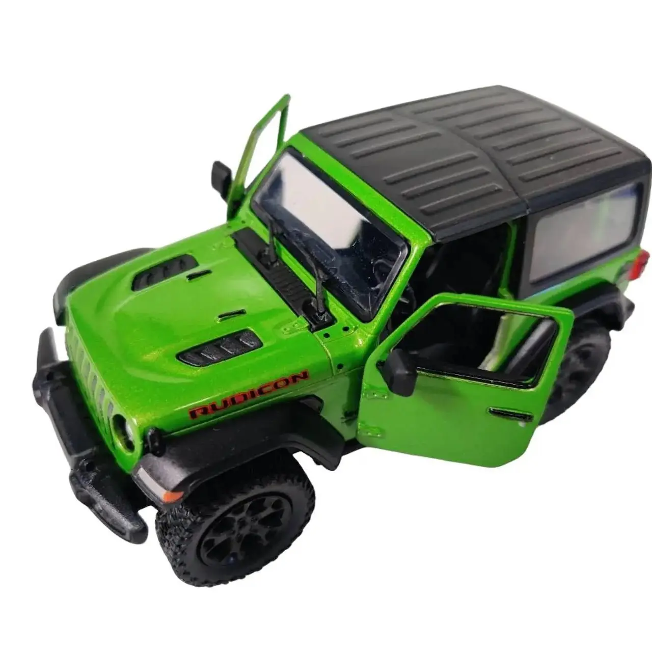 Kinsmart 5 Inches 2018 Jeep Wrangler Hard Top Diecast Toy Model Car in Green - Officially Licensed, 1:34 Scale, Door Openable, Pull Back Action