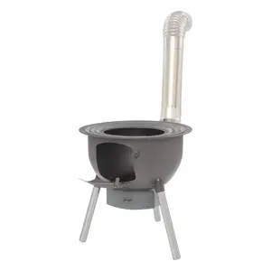 Wood Burning Stove 3 Wok Rings 29.5cm Grill Grid 150kg Load Steel Stainless Steel for Indoor Outdoor Camping Cooking Heat-resistant Coating Easy Assembly