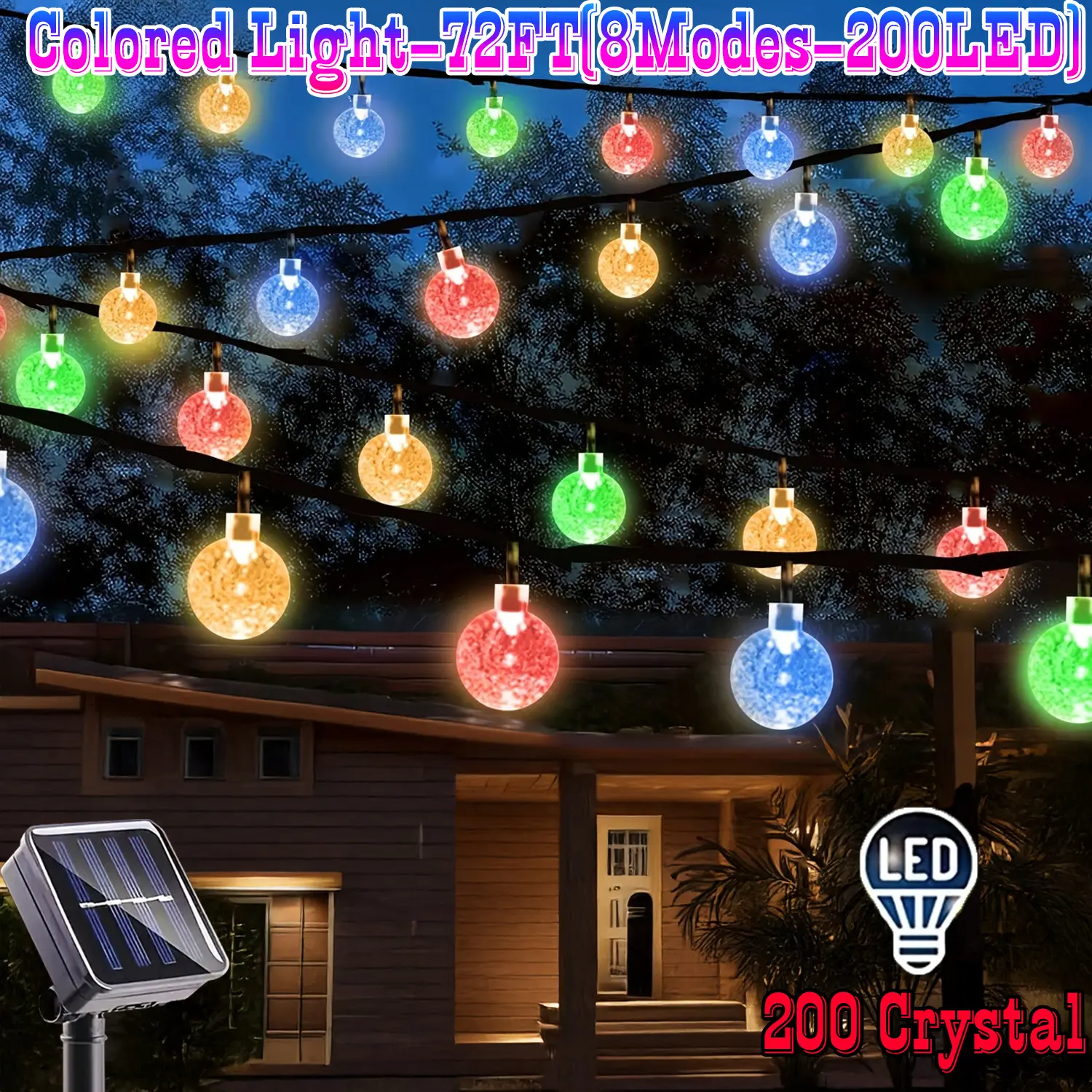 200 LED RGB Solar String Party Lights - Dimmable, Motion-Activated, Multi-Mode Outdoor Decor for Yards with Atmospheric Ambient LED Lighting String Lights