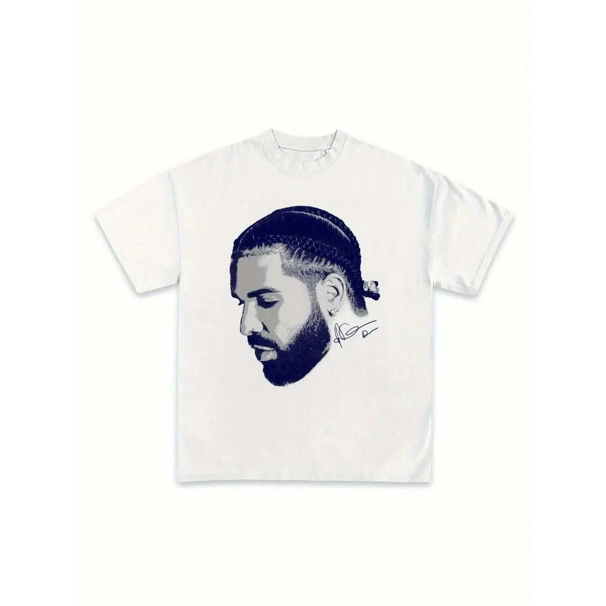 Drake Rapper Graphic White Cotton Tee Unisex Hip Hop Crew Neck Short Sleeve Loose Fit Streetwear Soft Fabric All Season Urban Fashion | 24h Fast Shipping Same Day Dispatch Trendy Hip Hop Daily Comfort Top Men Women Ciel Maison