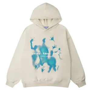 Abstract Shadow Print Unisex Streetwear Casual Cotton Hoodie Menswear Pullover Tops Sweatshirts