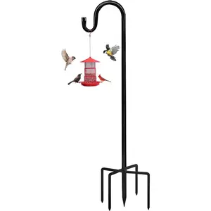Bird Feeders Pole,Shepherds Hooks for Outdoor 1 Pack 48 Inch Bird Feeders for Outdoors with 5 Prongs Base Hanging Planters for Outdoor W&X