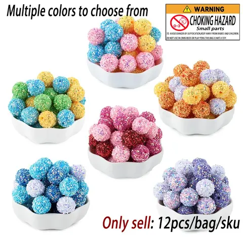 16mm Colorful Beads For Bracelets, 12pcs/set DIY Jewelry Making Supplies for Bracelet Necklace Earrings, DIY Jewelry Making Accessories for Women & Teenager, Beading Making