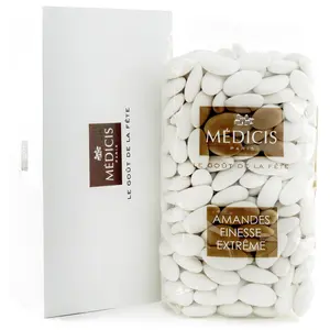 MEDICIS Traditional Premium Candied Almond Dragees Candy, Sugar-Coated Nut Snack, 330-Ct, 2.2lbs White Bag