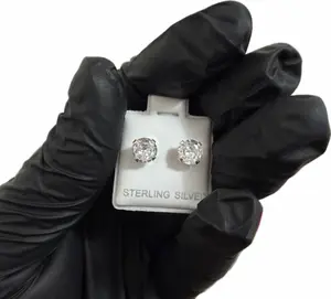 Silver 925 6mm Clear Round CZ Stud Earring