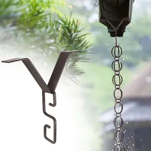 Gutter Clip for Rain Chain Installation DIY, Gutter Adapter for Roof Downspout Chain, Heavy Metal, 6x3 Inches, Adjustable Fit