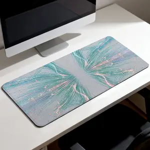 Premium Abstract Blue And Pink Flowing Light Pattern Illustration High Quality Mouse Pad Modern Office Gaming Comfort Experience Non Slip Durable For Daily Work And Play  40*80 Size.
