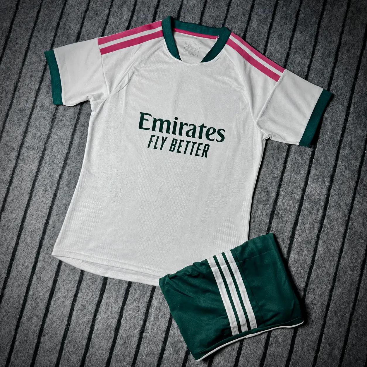 White, Green & Pink Soccer Jersey Set – Short Sleeve Football Shirt with Matching Shorts
