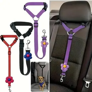 2/3 Packs Adjustable Dog Car Seatbelt, Headrest Restraint Tether, Safety Harness for Dog Car Travel