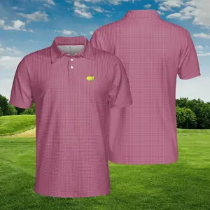 Masters Tech 2022 Men's Burgundy Polo Shirt with Box Pattern, Performance Short-Sleeve, All-Over Print, Perfect Gift for Golf
