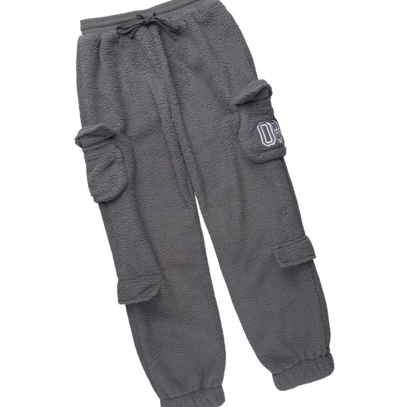 Renea Grey Sherpa Cargo Baggy Fit Track Set