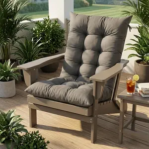 High Back Patio Chair Cushion Only 26 51 Inch Thick Tufted Lounge Chair Pad with Ties Full Back Support Outdoor Bench Cushion for Garden Porch Furniture
